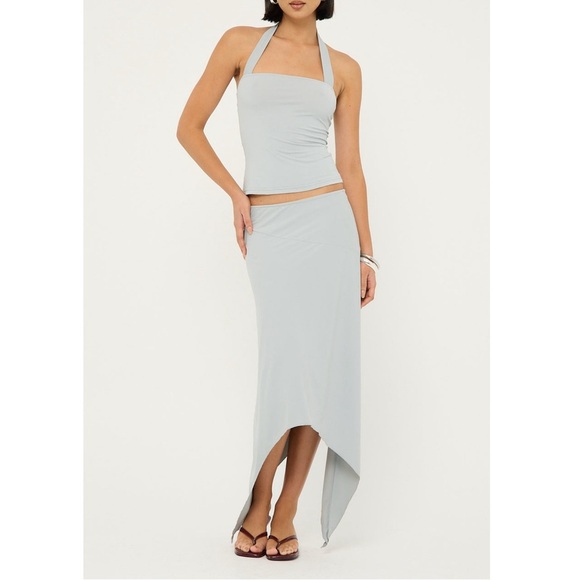 Lioness Dresses & Skirts - NEW Lioness Cherie Handkerchief Hem Midi Skirt Smoke